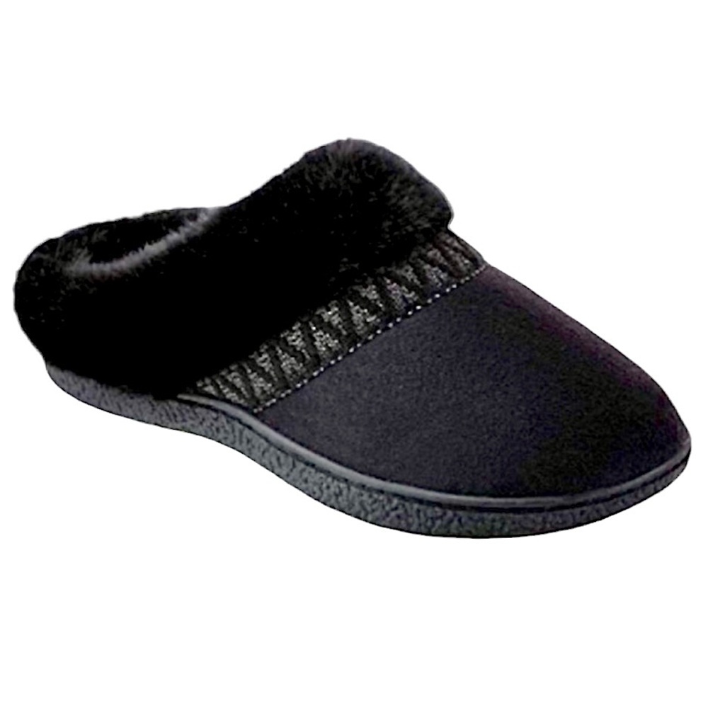 Isotoner Black Microsuede Mule Slippers! NEW!